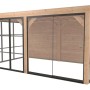Moderne weka Gartenlaube Lumley aus Fichte mit Flachdach, Glasschiebetüren und Holzrückwand. Ideal als Terrassenüberdachung.
