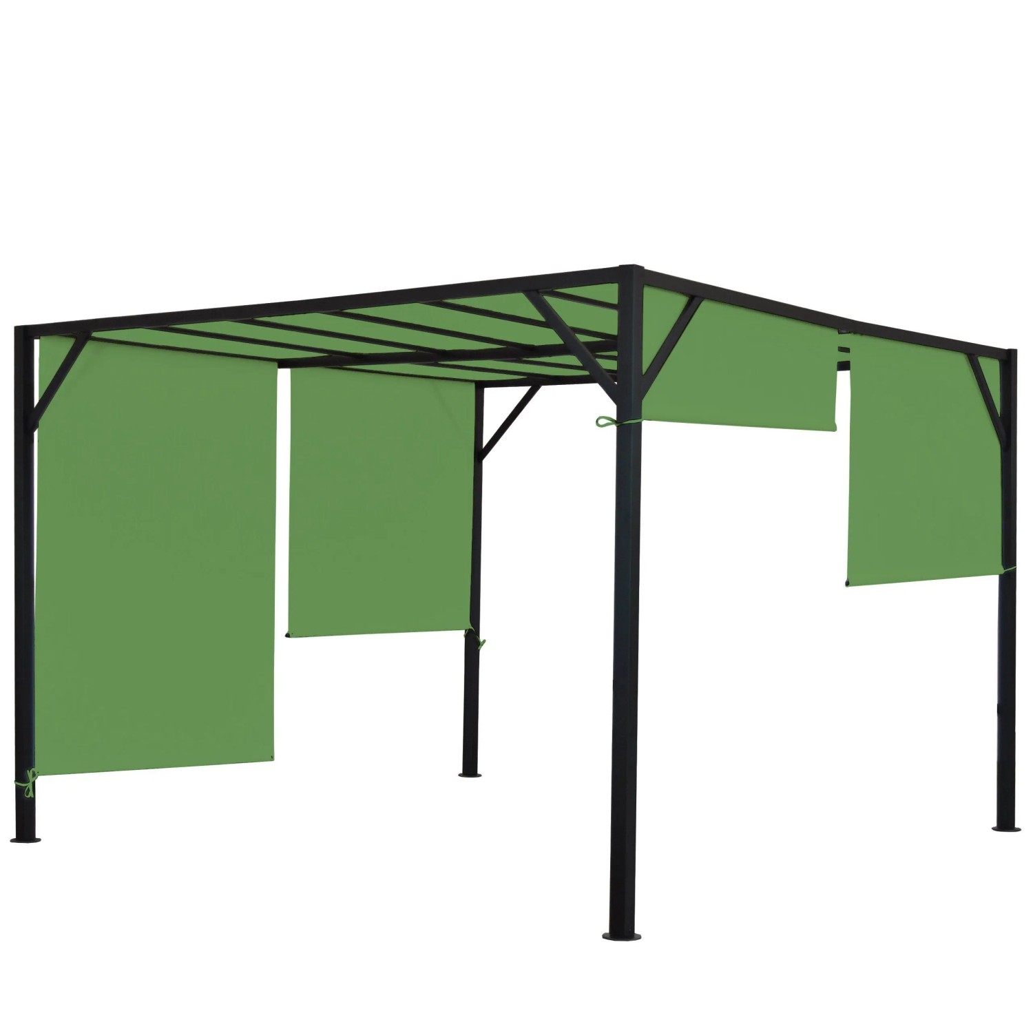 BERLINLODGE Pergola Baia HxBxT 212x400x400cm Garten Pavillon Terrassenüberdachung Stabiles 6cm-Stahl-Gestell Und Schiebedach Grün