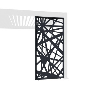 Dekorative Aluminium Wand in Anthrazit für Weide Pergola mit abstraktem Design.