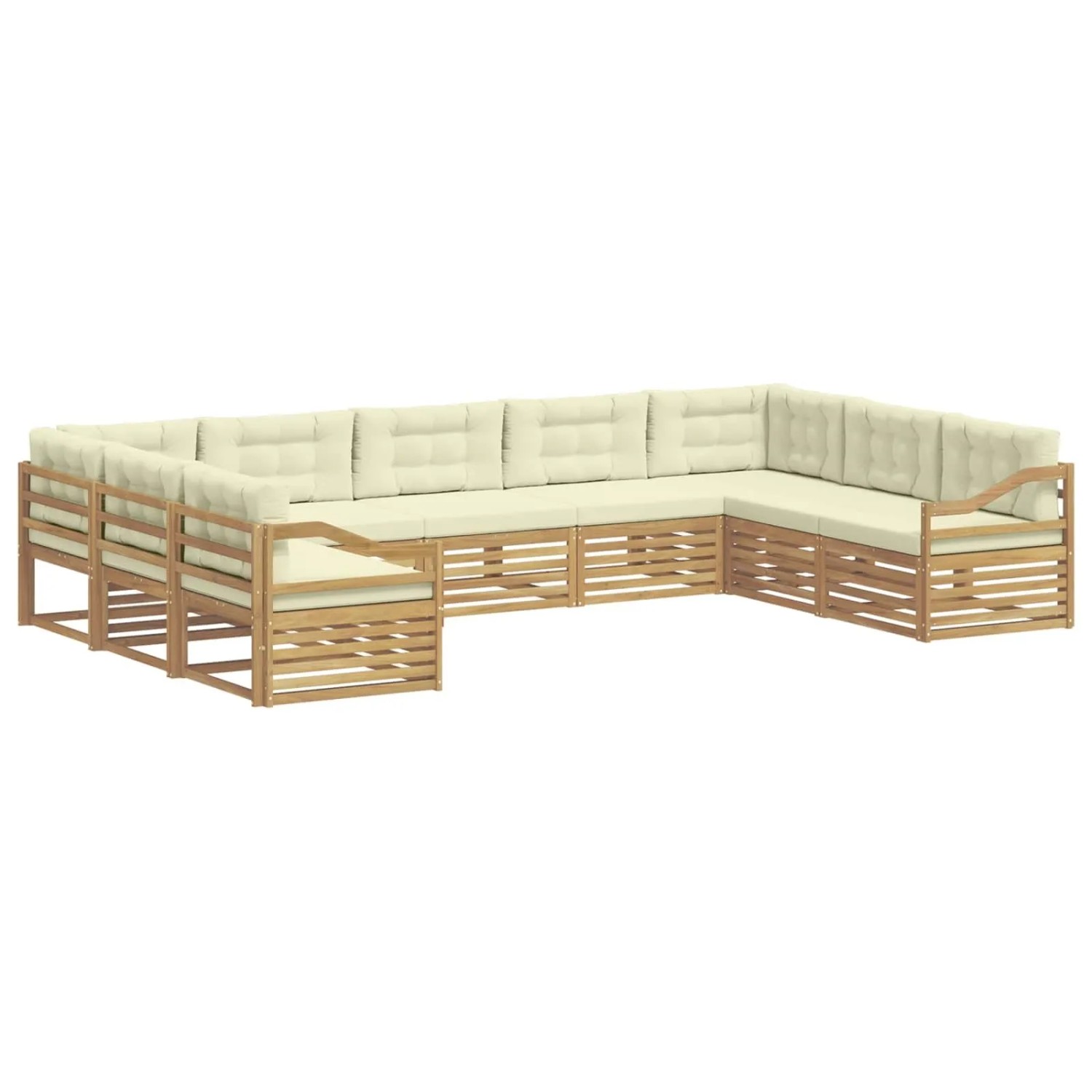 vidaXL Outdoor-Sofagarnitur 9 Stk Weiß und Creme 404 x 245,5 x 73 cm 3391170