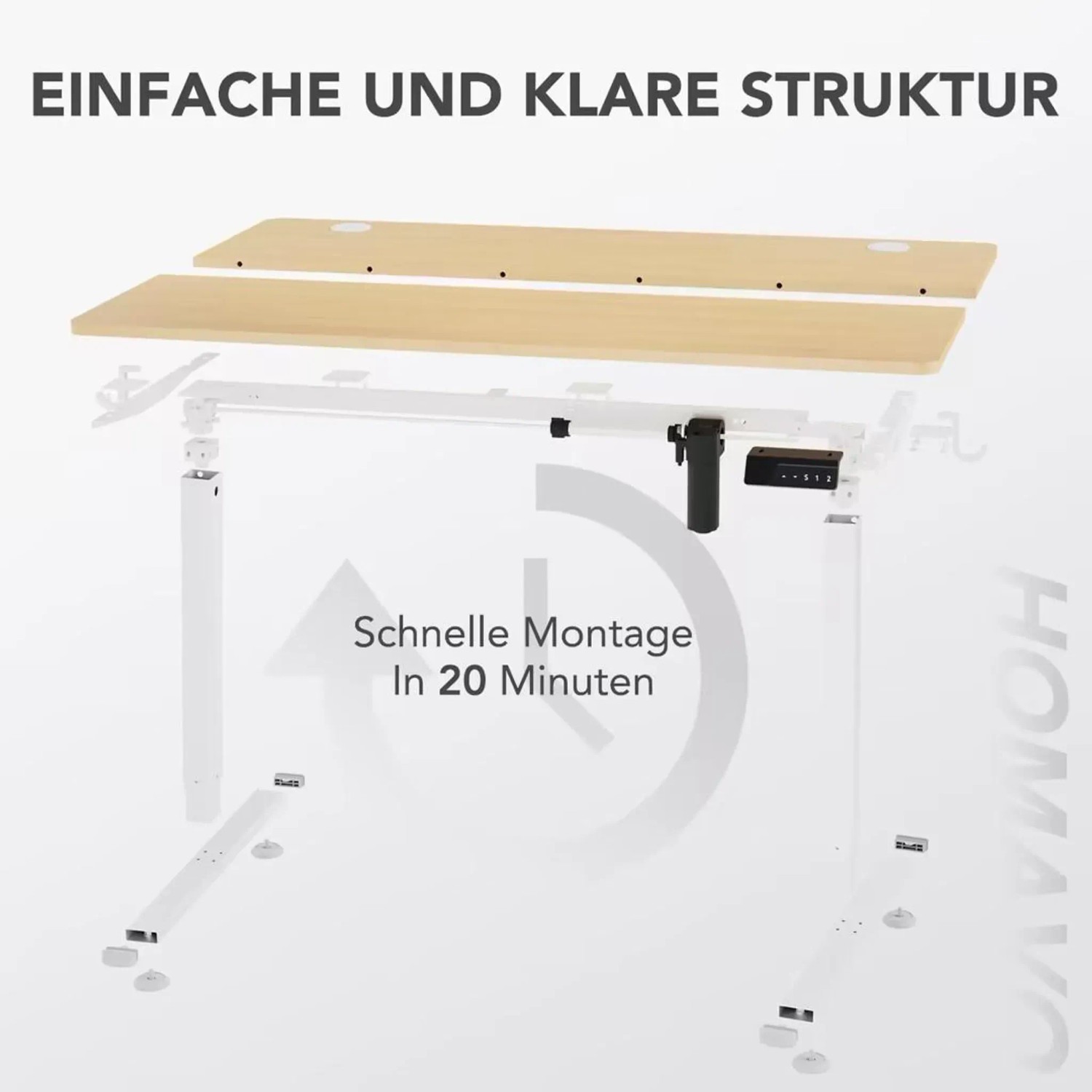 HOMAVO Elektrisch Höhenverstellbarer Schreibtisch 160x80cm mit Memory Funktion Anti Kollisions System Sitzerinnerung Naturholzfarbe_5