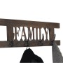Wandgarderobe C60 Family im Shabby-Look Braun mit 4 Haken und Schriftzug "Family".