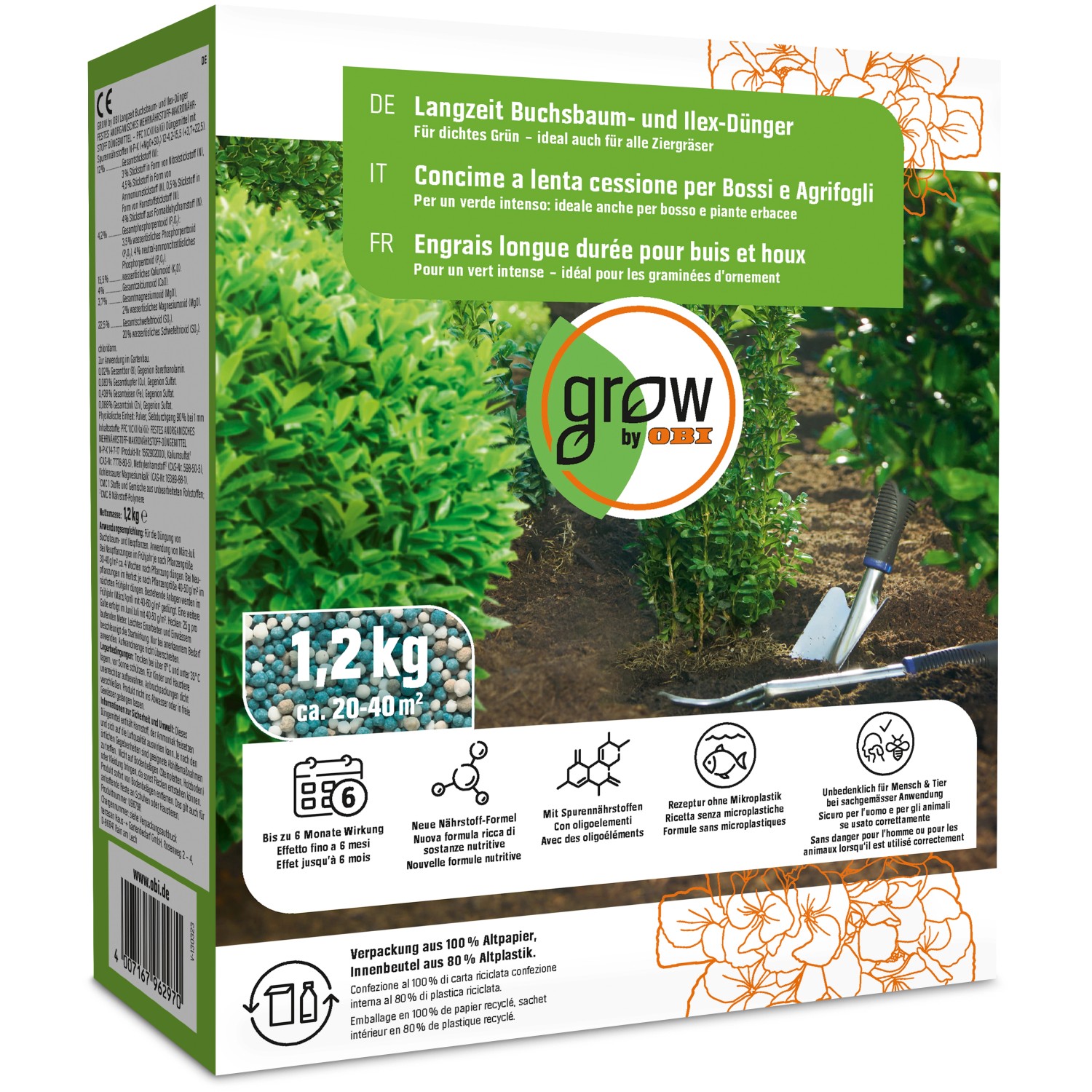 GROW by OBI Langzeit Buchsbaum- und Ilex-Dünger, 1,2 kg günstig online kaufen