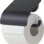 Schwarzer Tiger Toilettenpapierhalter Urban mit Deckel und optionalen Dekor-Ringen.
