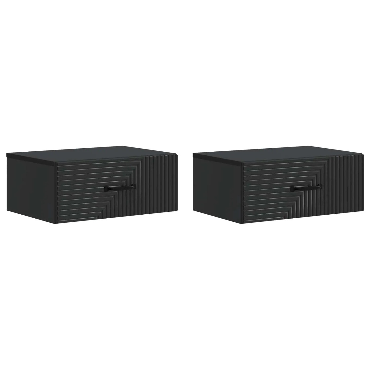 vidaXL Wandmontierter Nachttisch 2 Stk Schwarz 49 x 34,5 x 20 cm 898618