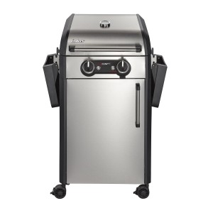 Enders Elektrogrill eFlow Pro 2 Turbo, 3 kW, silberfarben, mit zwei klappbaren Seitentischen.