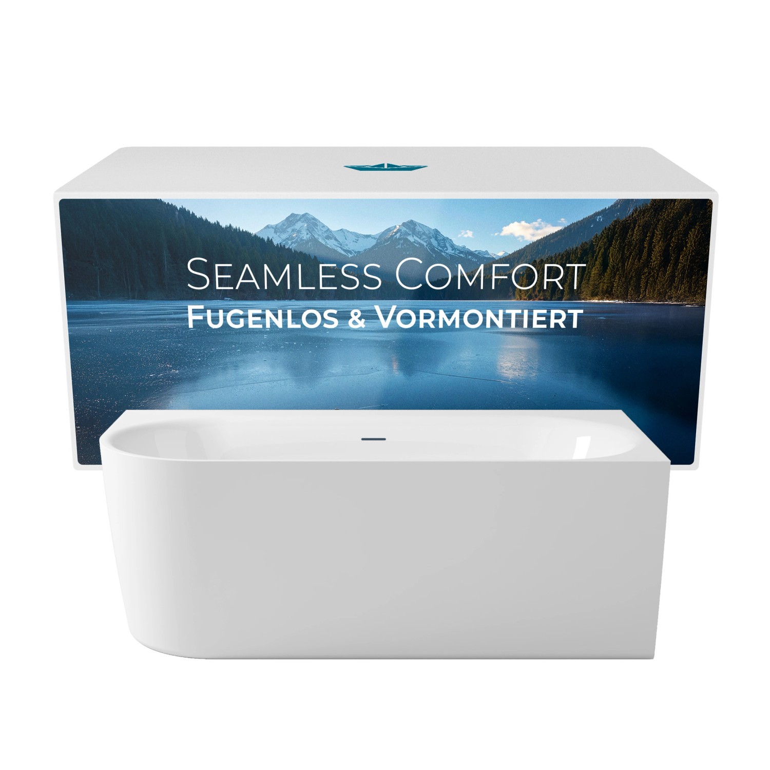Calmwaters Vorwand-Badewanne Seamless Comfort 160x75cm Komplettset Links Schürze Vormontiert Fugenlos 02SL6225