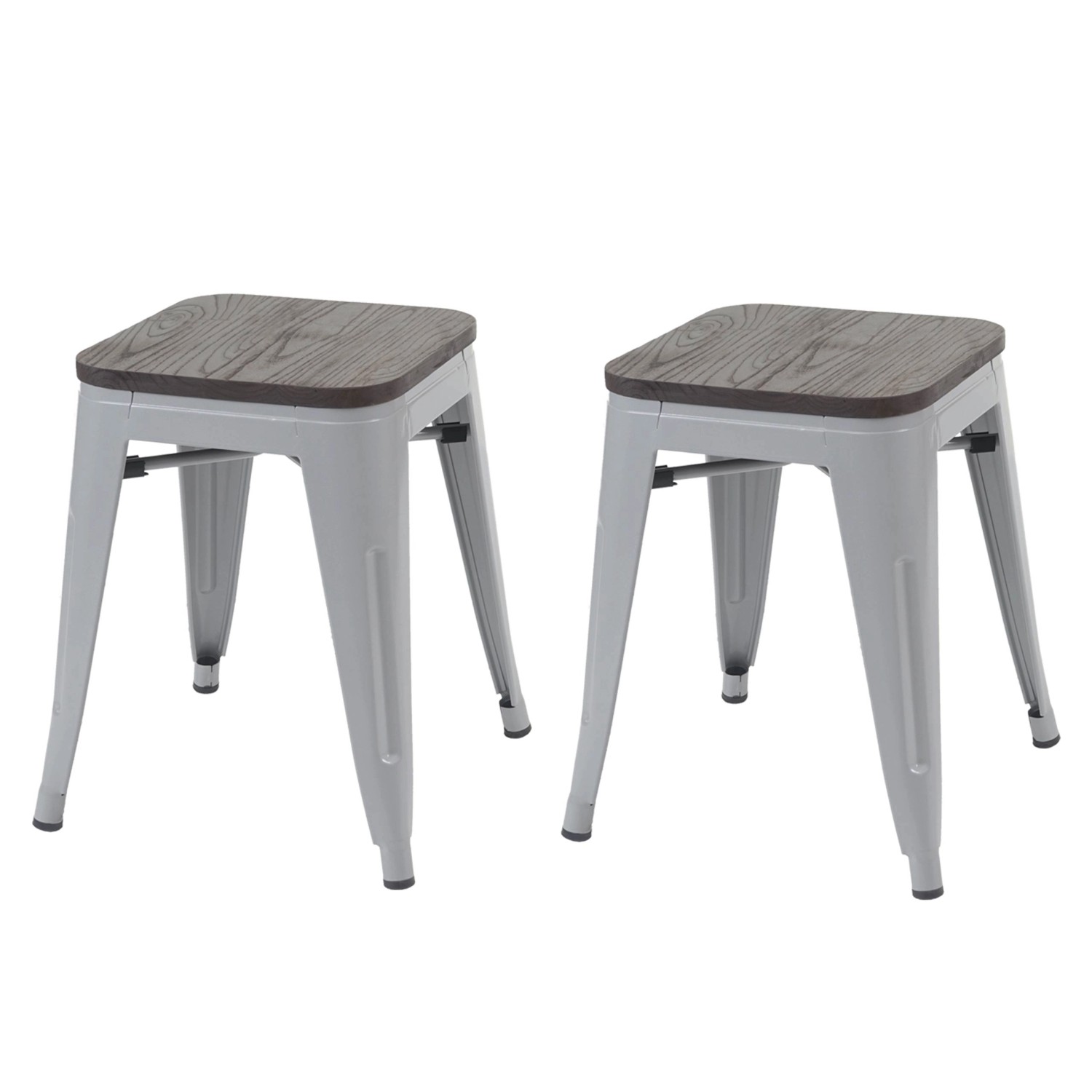 PROREGAL 2er-Set Hocker Inkl. Holz-Sitzfläche Metall Industriedesign Stapel günstig online kaufen