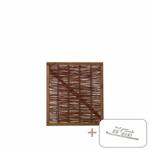 Ölbehandelte Weide Gartentür (90x100cm) mit Beschlägen für rustikale Gartenzäune.