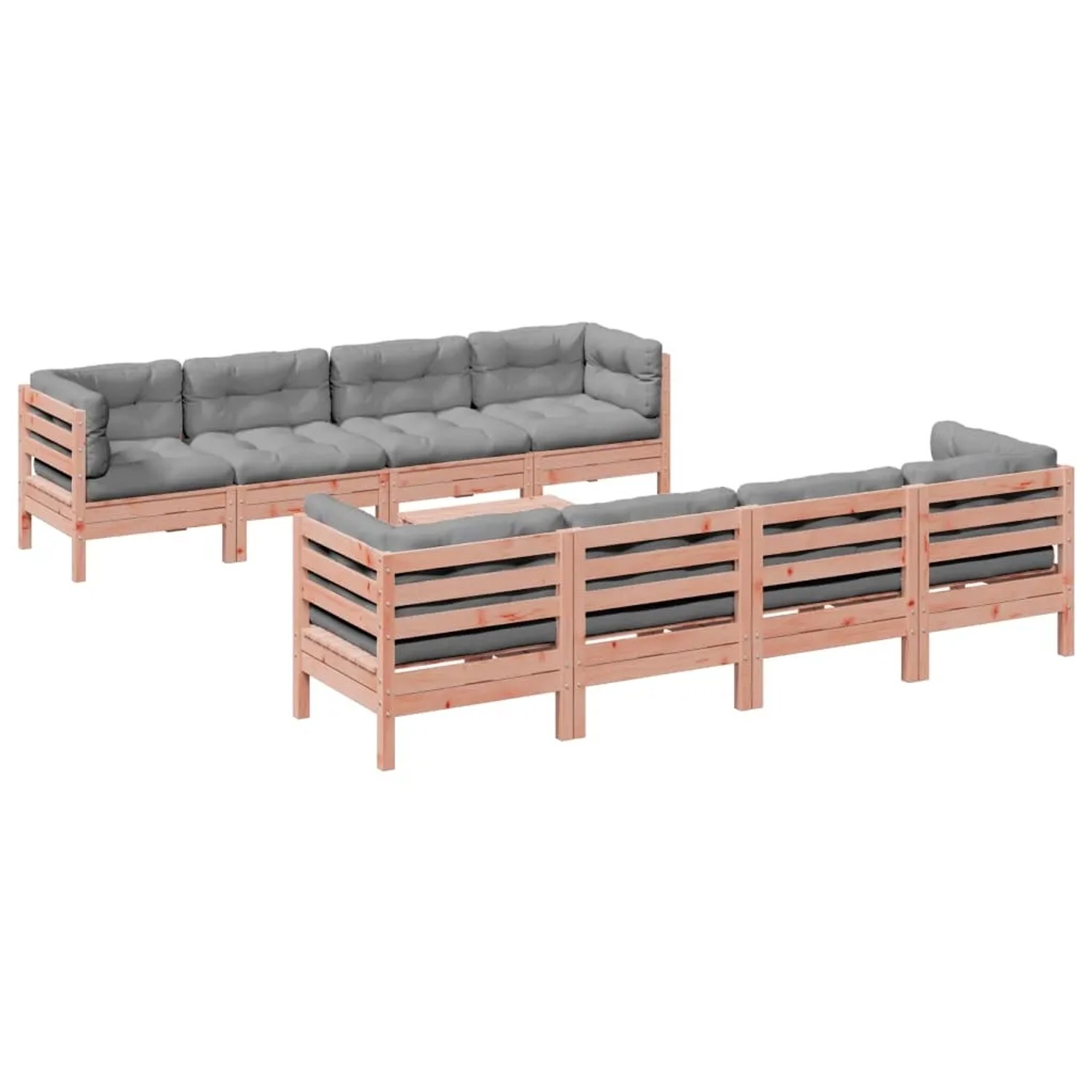 vidaXL 9-Tlg Garten-Sofagarnitur mit Kissen Massivholz Douglasie 3299363