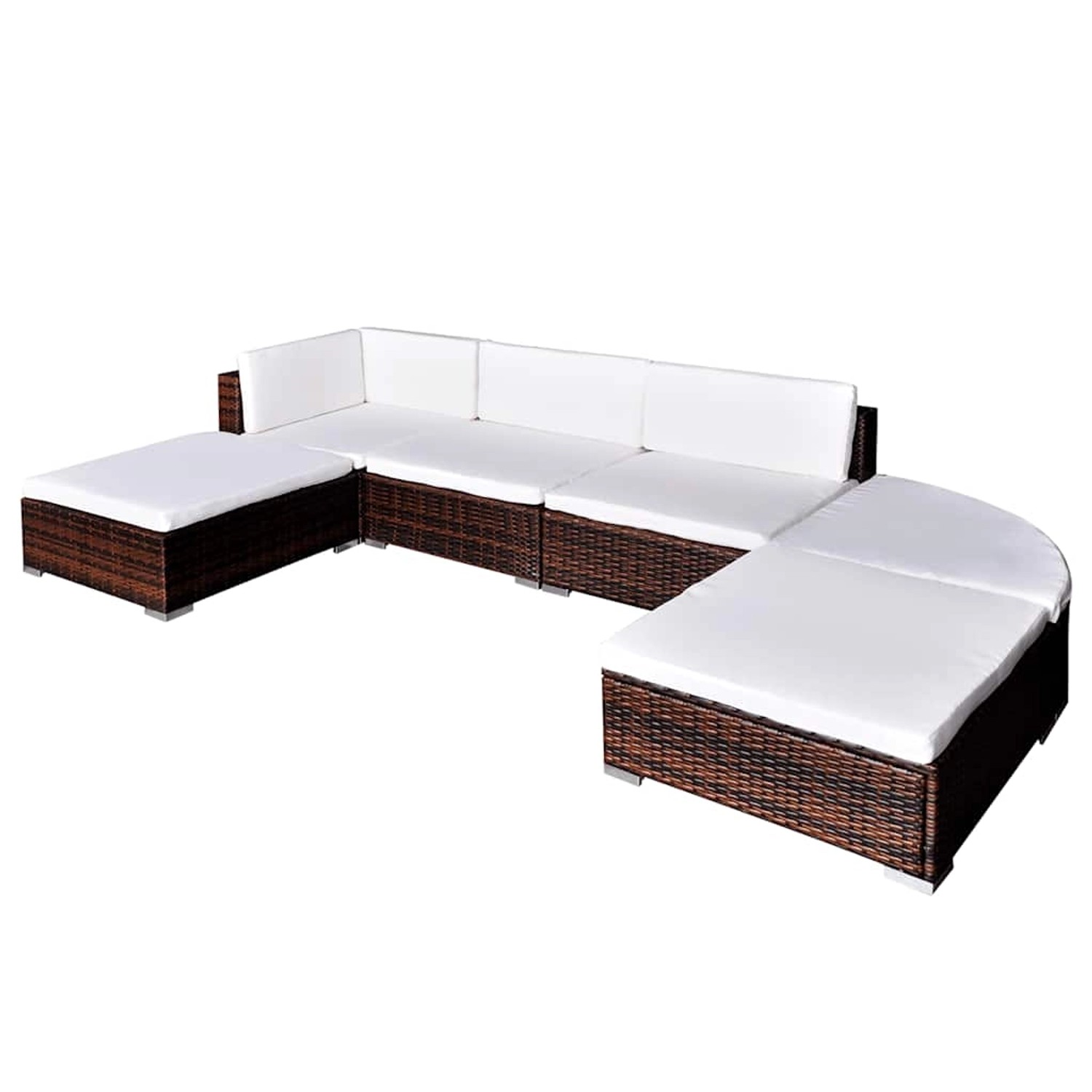 vidaXL 6-Tlg Garten-Lounge-Set mit Kissen Poly Rattan Braun 41869