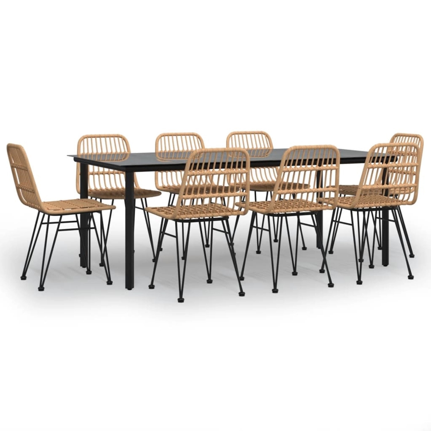 vidaXL 9-Tlg Garten-Essgruppe Poly Rattan 3157893