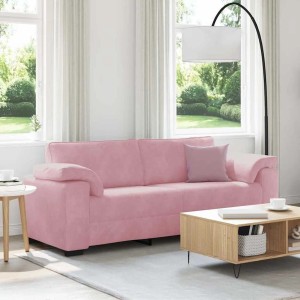 Rosa 3-Sitzer Sofa (178 cm) aus Samt. Gemütliches Polstersofa für Wohnzimmer und mehr.