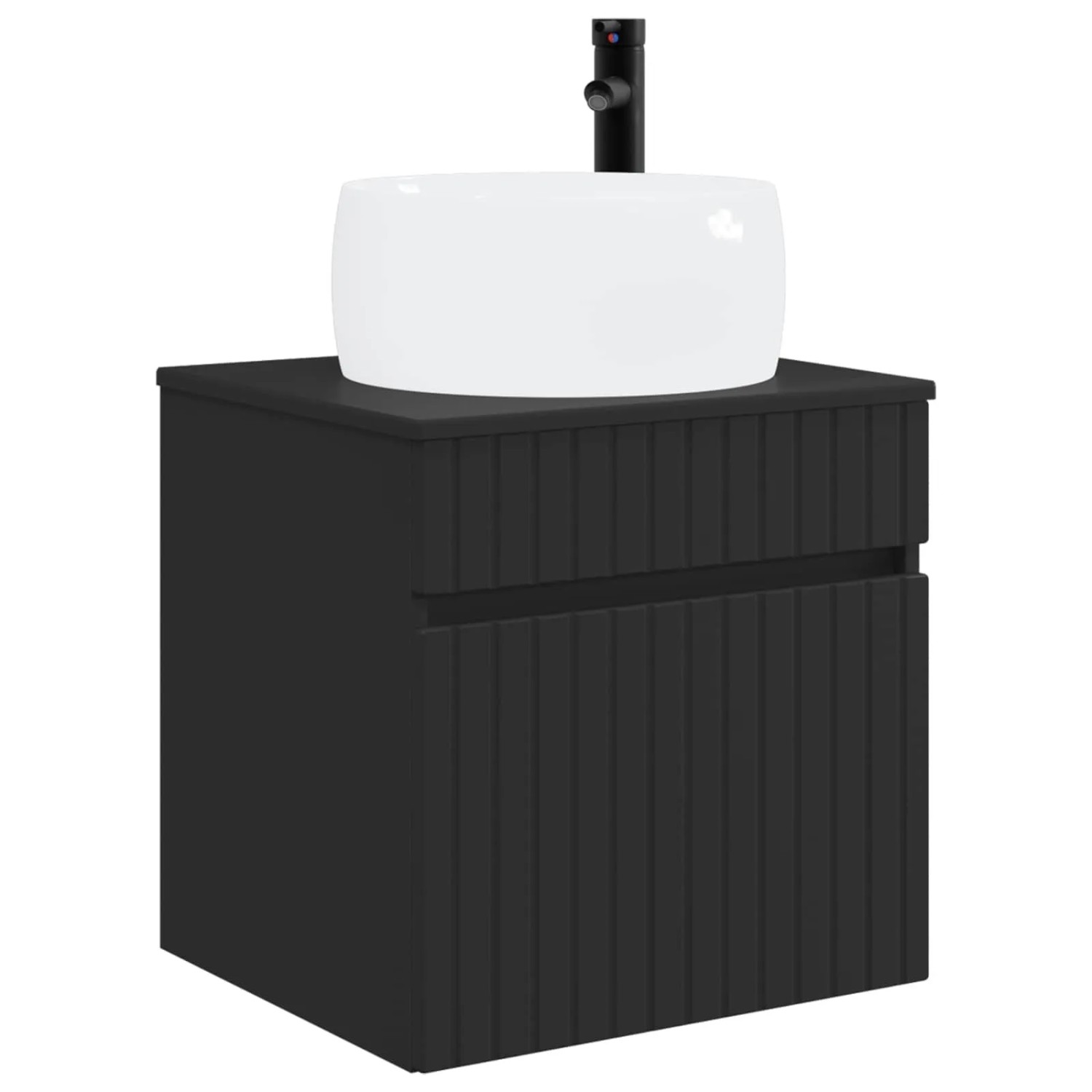 vidaXL Wandmontierte Waschbecken-Vanität Schwarz 49 x 44,5 x 66 cm 890613