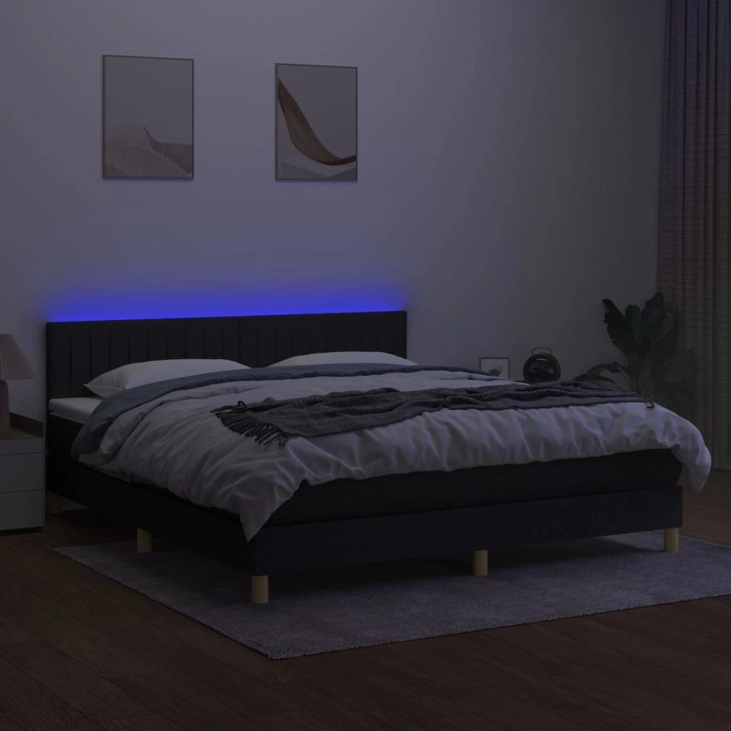 vidaXL Boxspringbett mit Matratze & LED Schwarz 180x200 cm Stoff 3133895 günstig online kaufen