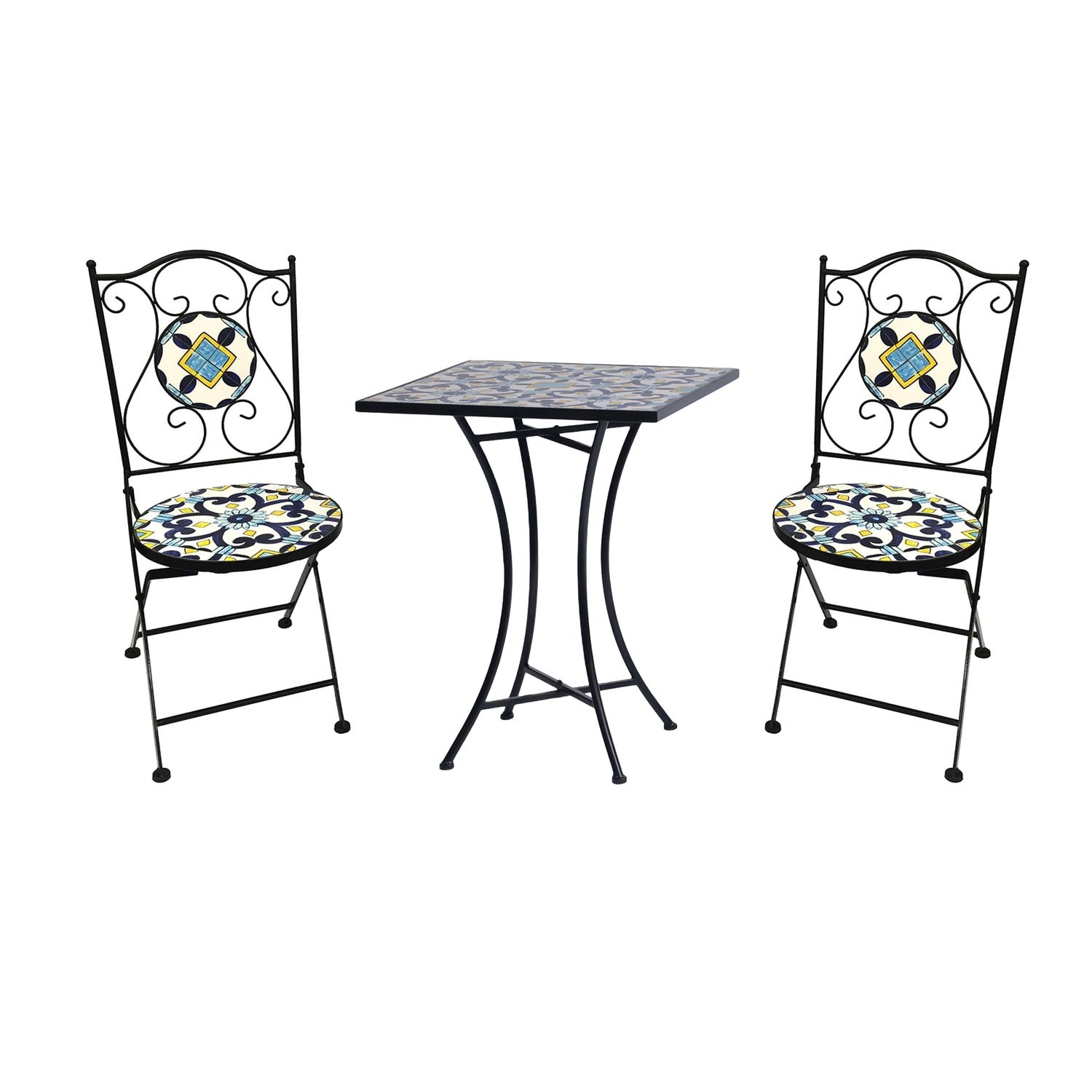 Moawo Mosaik Sitzgarnitur Set 3teilig Sitzgruppe Gartenmöbel Tisch Stühle 7 günstig online kaufen
