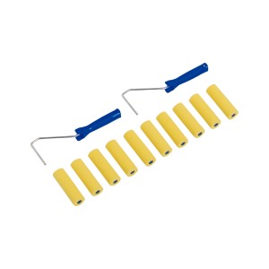 LUX Schaum-Walzen-Set Fein, 12-teilig: 10 Schaumwalzen und 2 Bügel für Lackierarbeiten.