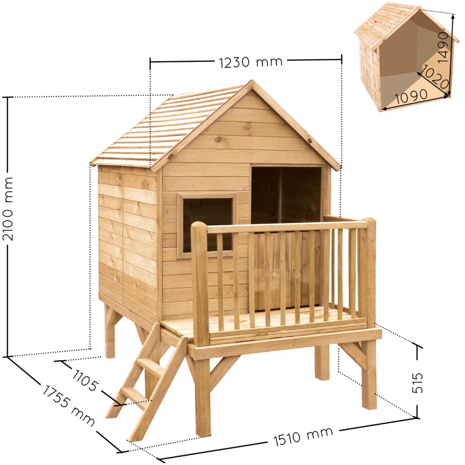 Soulet Kinderspielhaus Winny aus Holz mit Leiter, Fenster und Geländer. Ideal für Kinder ab 3 Jahren.