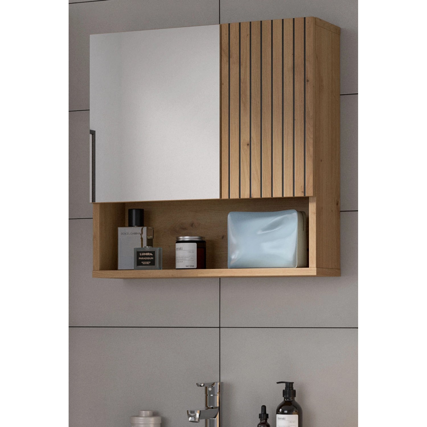 Inn.Furn Badezimmer Spiegelschrank in Eiche 54 x 55 cm Livia günstig online kaufen