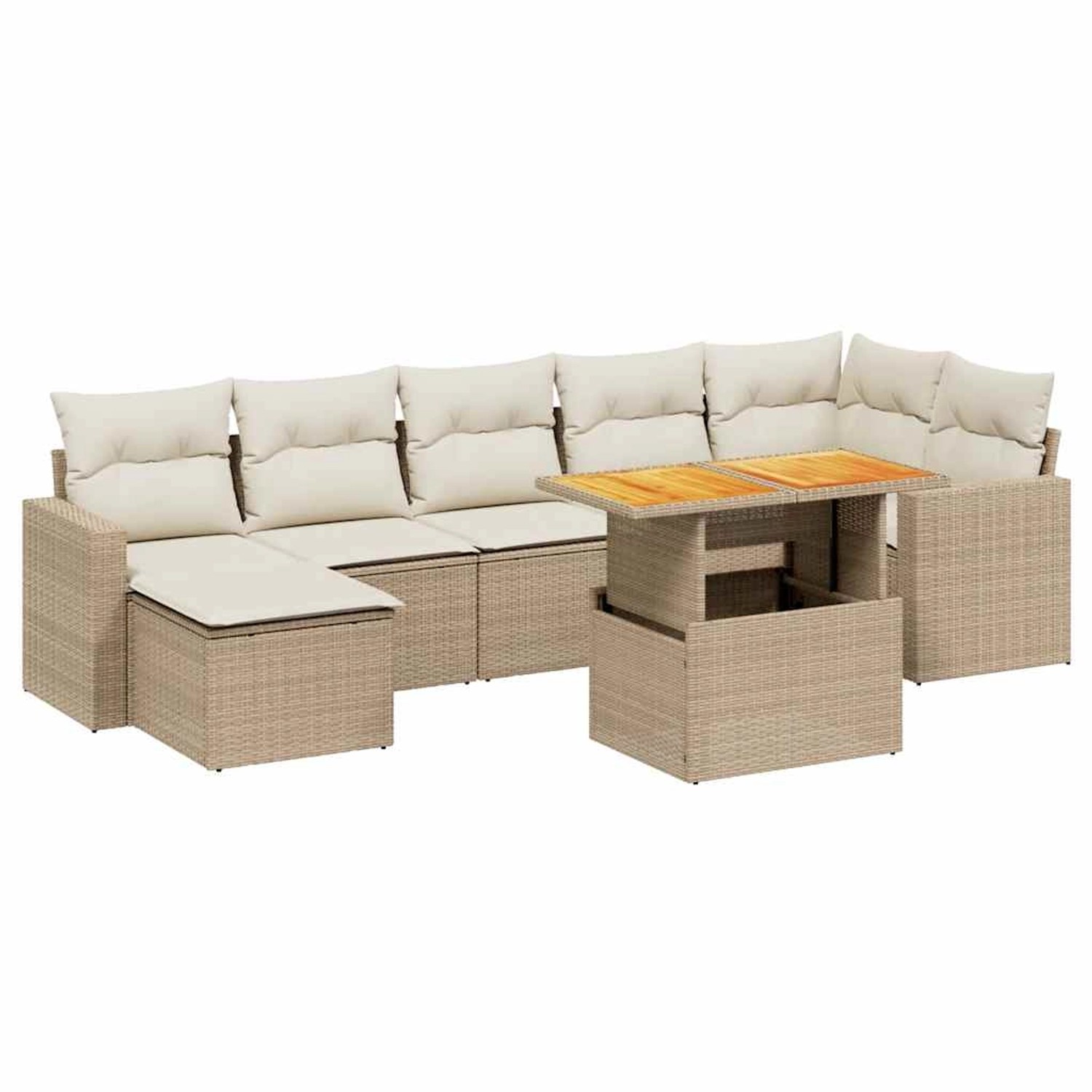vidaXL 8-Tlg Garten-Sofagarnitur mit Kissen Beige Poly Rattan 3271422 günstig online kaufen