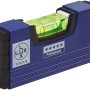 LUX Mini-Wasserwaage Professional, blaues Kunststoffgehäuse mit horizontaler Libelle.