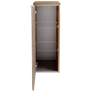 Offener Fackelmann Hängeschrank B.Brillant, 30 cm, Asteiche/Glas Weiß, mit Glasböden.