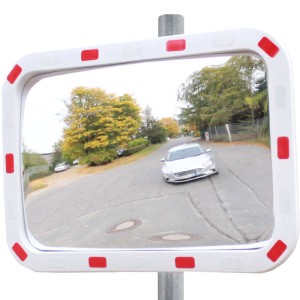 TRUTZHOLM Verkehrsspiegel, eckig, 40x60cm, mit Reflektoren und Halterung. Straßenspiegel für Carport Zubehör.