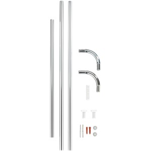 Wenko Winkelstange Universal 20 mm Chrom, Duschstange mit Zubehör zur Eckmontage.