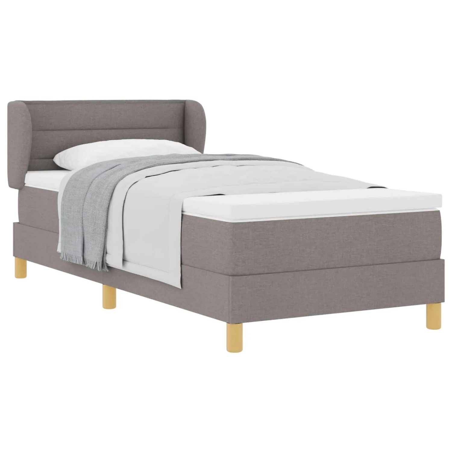 vidaXL Boxspringbett mit Matratze mit Kopfteil Taupe 90 x 200 cm Stoff 3340133