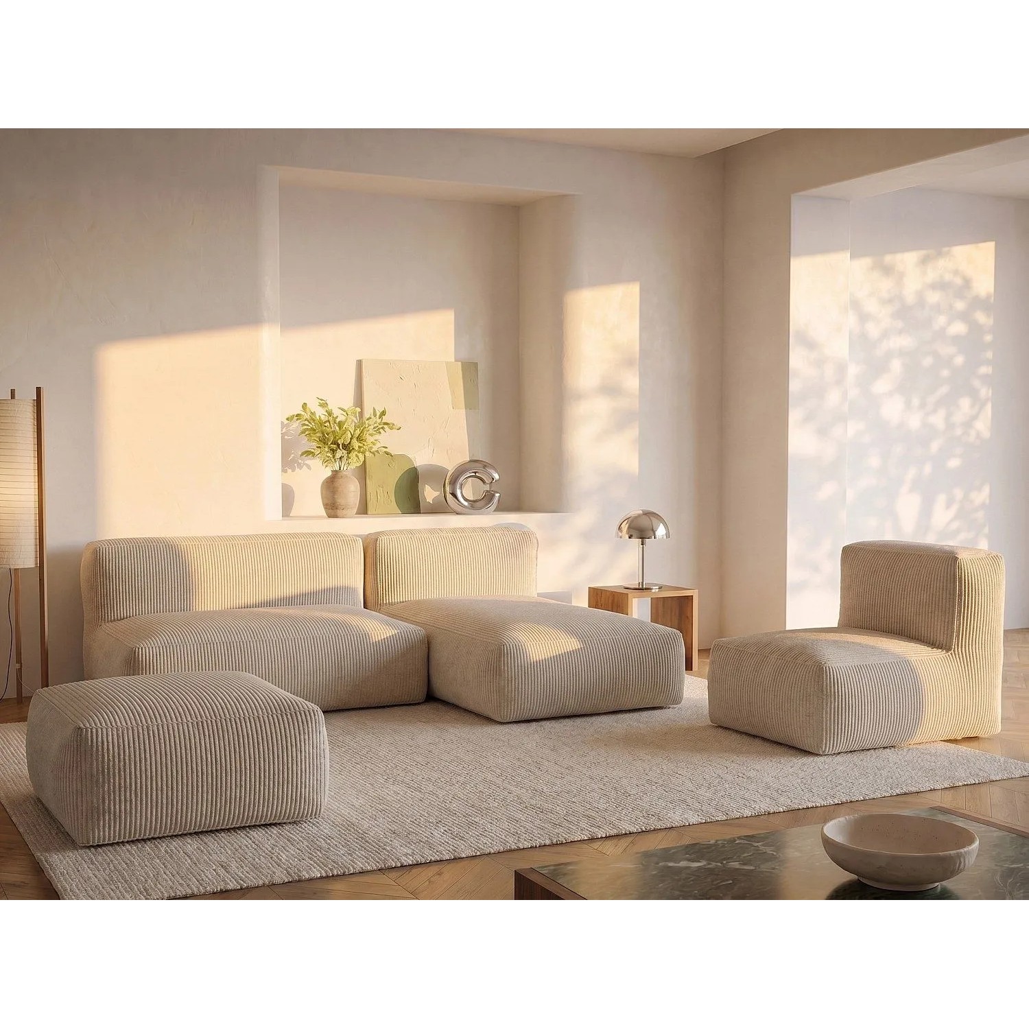 Vente-unique Modulierbares Sofa Noumara Beige 230 cm  70 cm