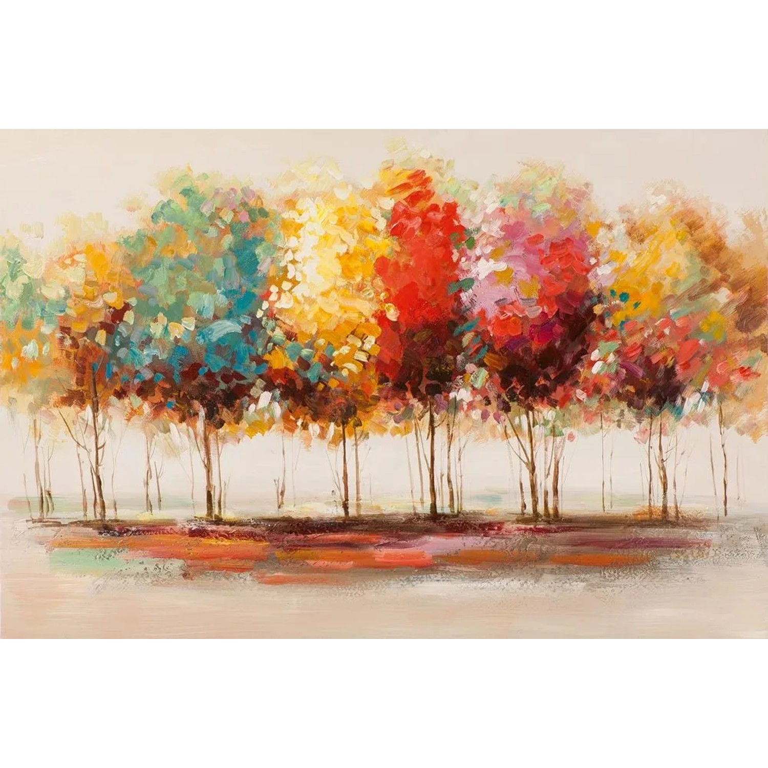 Art Universe Leinwandbild Farbenfroher Wald 80 x 120 cm