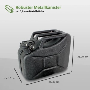 TRUTZHOLM 1x Kraftstoffkanister 10 L Hammerschlag Kratzfest Mit Ausgießer Und Halter Schwarz