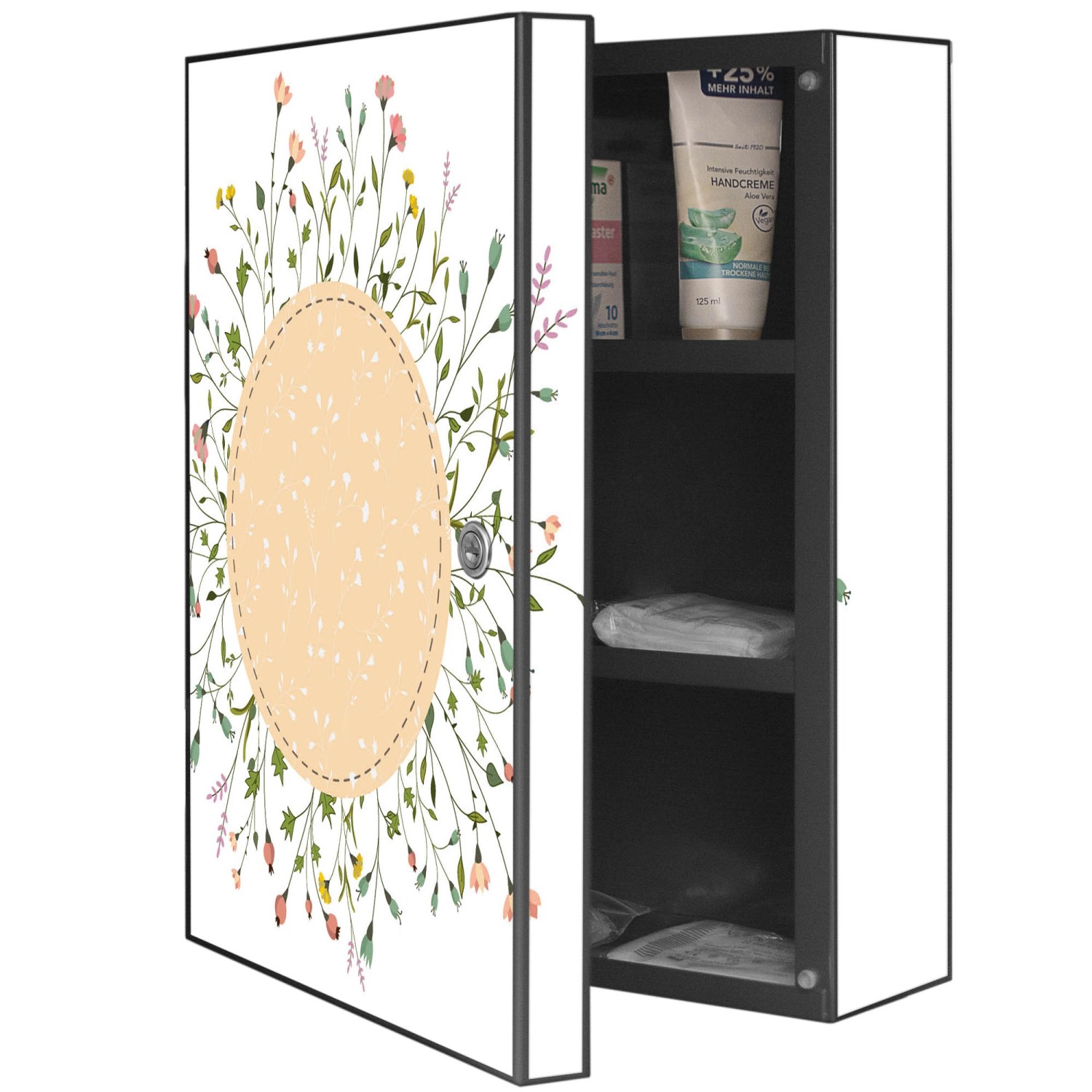 Banjado XXL Medizinschrank Abschliessbar 35x46x15cm Arzneischrank Anthrazit günstig online kaufen