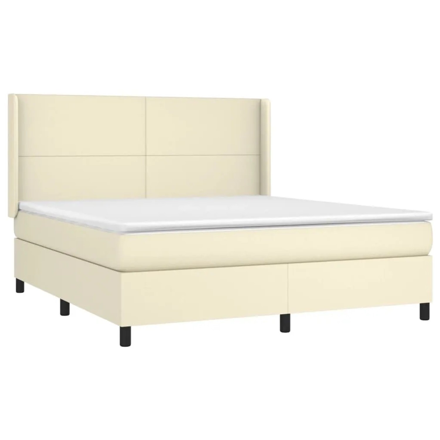 vidaXL Boxspringbett mit Matratze & LED Creme 180x200 cm Kunstleder 3139279