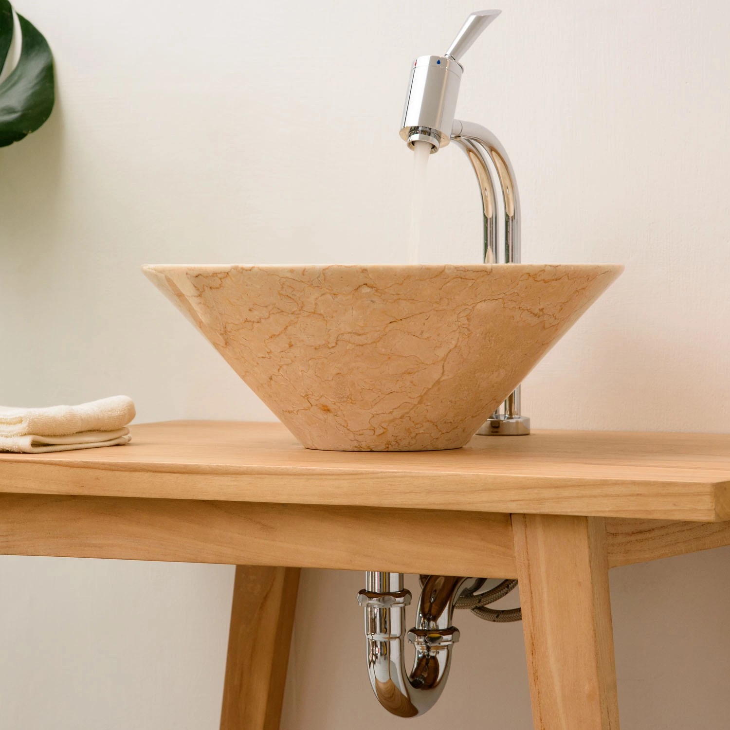 Wohnfreuden Marmor Waschbecken Caping 40 cm Creme_5