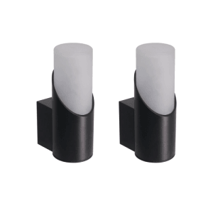 2er Set LUXULA Wandleuchten, GU10, IP54, Aluminium schwarz für Innen und Außen.