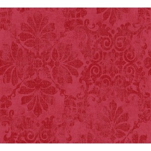 Rote A.S. Création Vliestapete mit floralem Ornamentmuster.