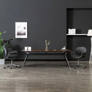 Zwei graue, drehbare Esszimmerstühle aus Stoff von vidaXL im modernen Design.