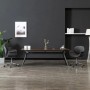 Zwei graue, drehbare Esszimmerstühle aus Stoff von vidaXL im modernen Design.