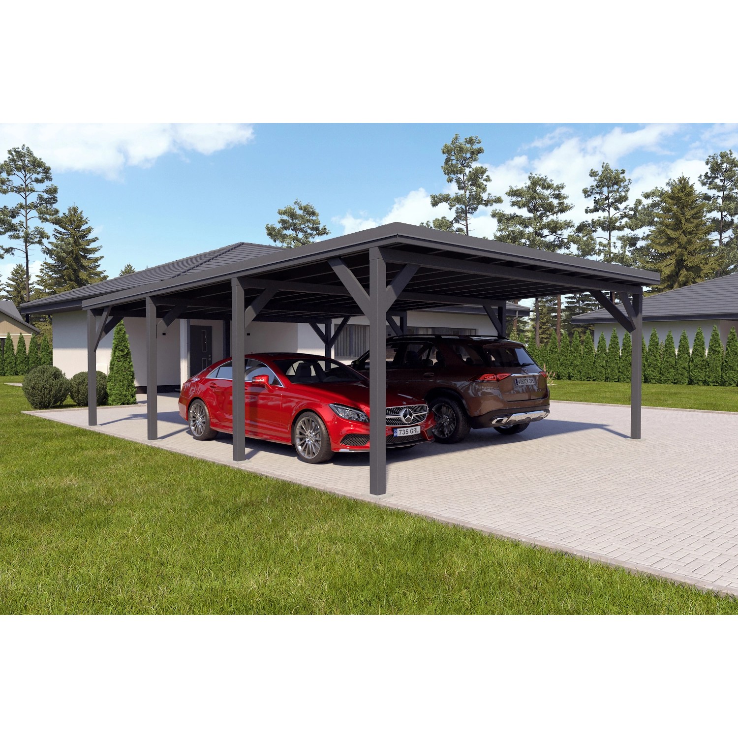 Holzbrüder Carport Ralf 52m² Anthrazitgrau-Dunkelgrau günstig online kaufen