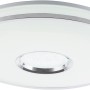Weiße LED-Deckenleuchte Rena mit Chromrand und Sternenhimmel-Effekt. Dimmbar und mit Fernbedienung.