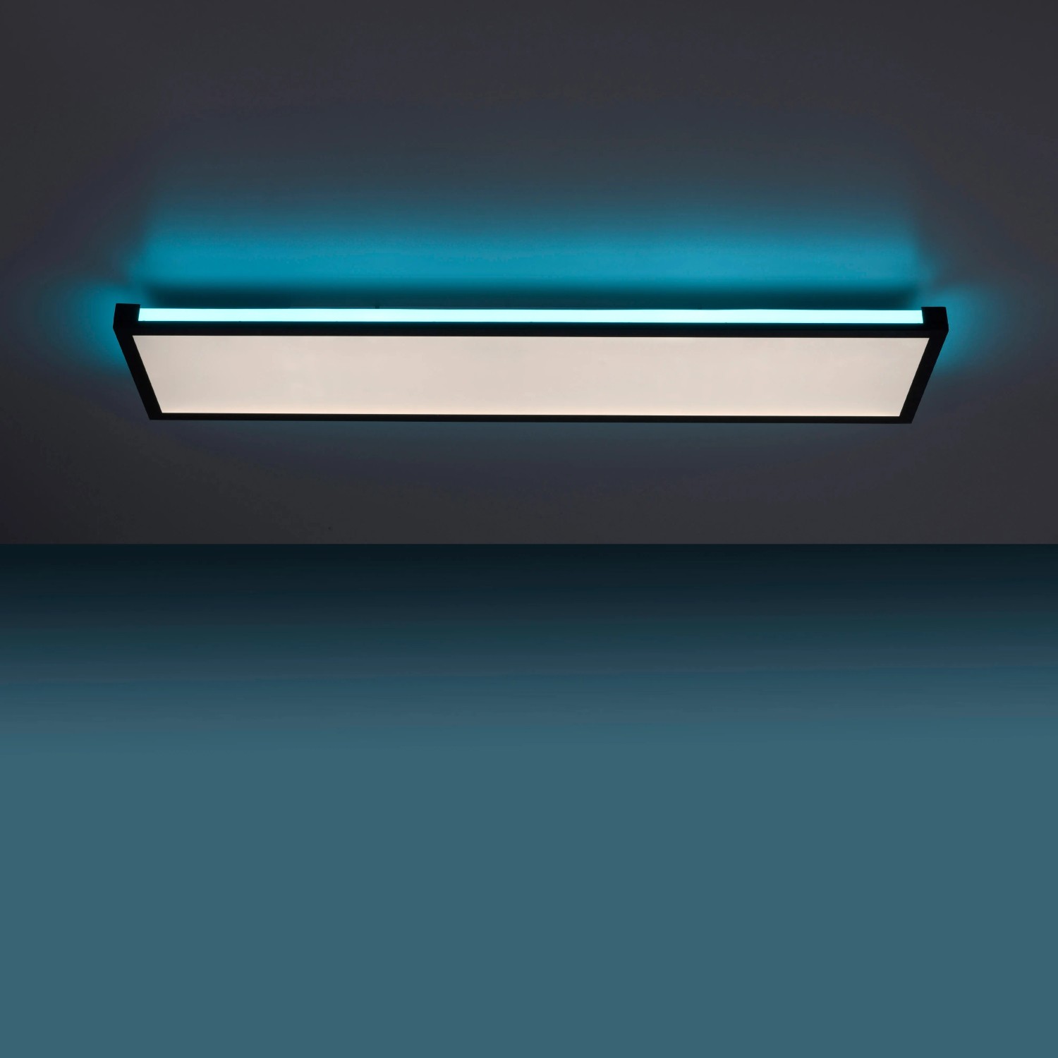LED-Deckenleuchte Mario Schwarz, 100x25 cm, mit CCT und RGB Funktion.