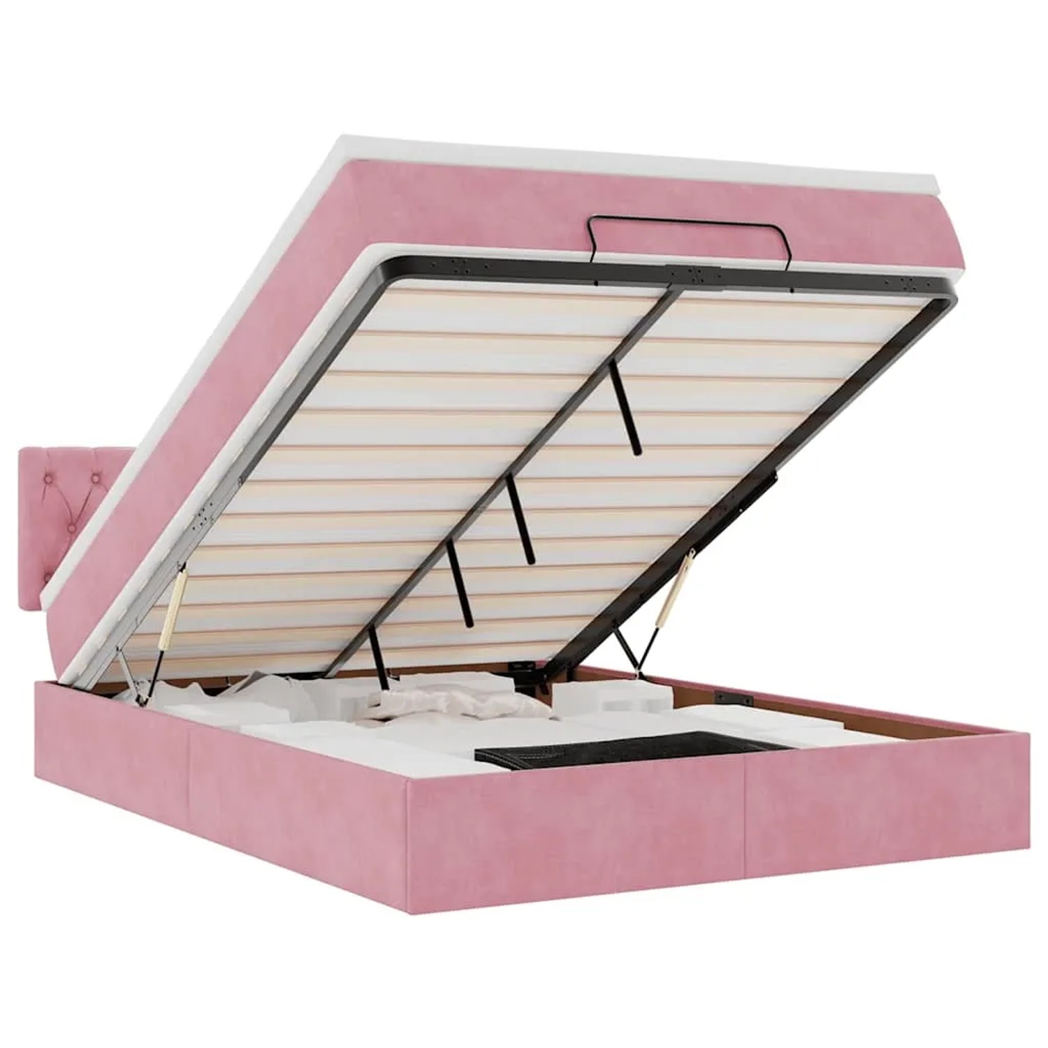 vidaXL Ottoman-Bett mit Matratze & LEDs Rosa 140x190 cm Samt 3312697