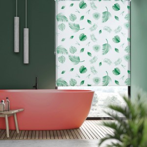 Relaxdays Duschrollo Kunststoff Aluminium Weiß Grün Wasserabweisend 100 cm x 240 cm