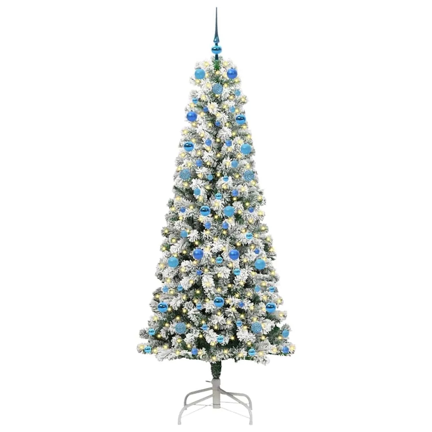 vidaXL Künstlicher Klappbarer Weihnachtsbaum Grün und Weiß 210 cm 3395611