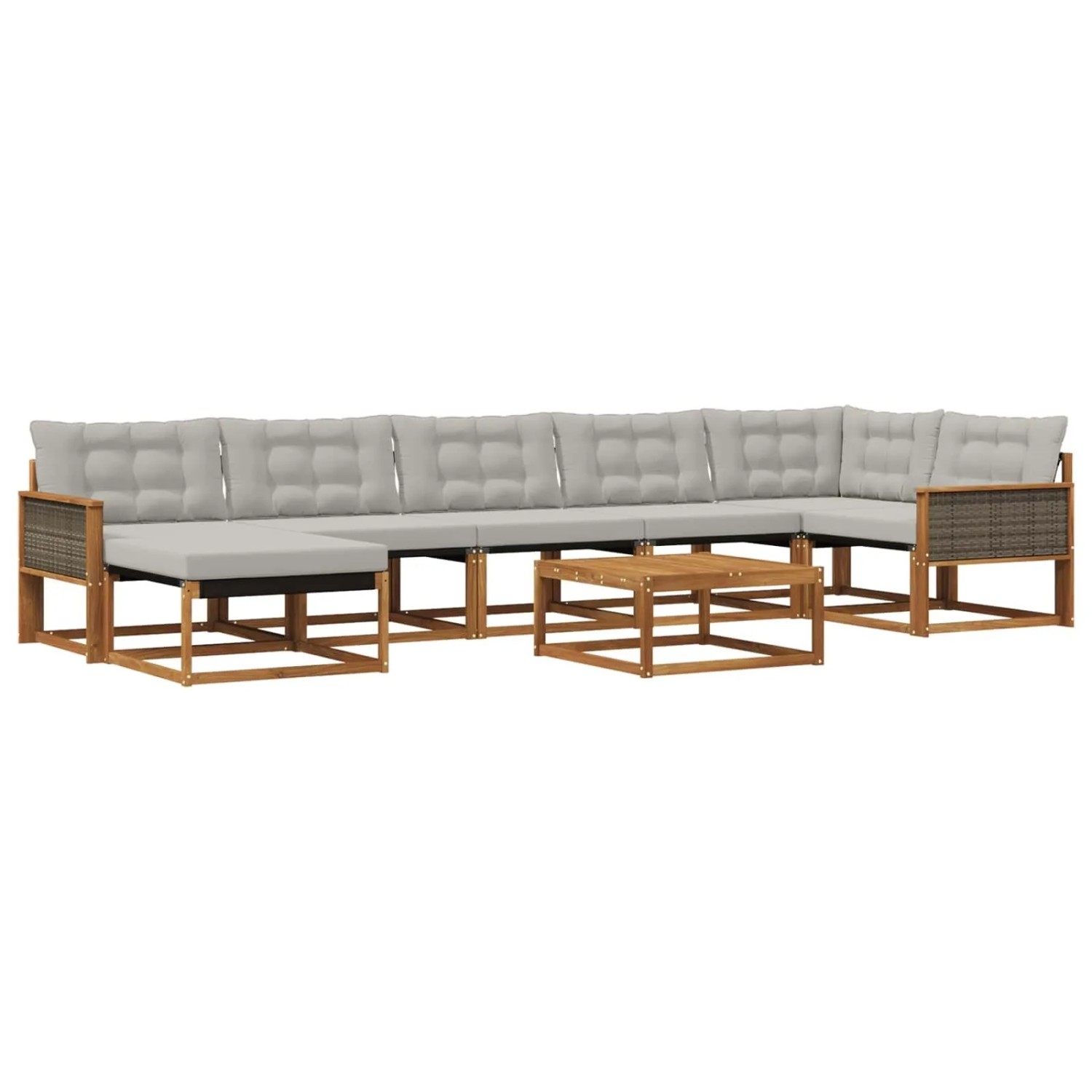 vidaXL Outdoor-Sofagarnitur mit Kissen 8 Stk Natur und Hellgrau 3381579