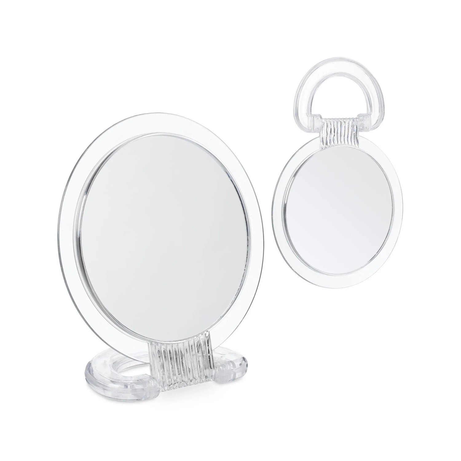 Relaxdays Kosmetikspiegel 2er Set Kunststoff Glas Transparent Klappbar Mit 2-fach Vergrößerung 22,5 cm x 15,5 cm x 1,5 cm