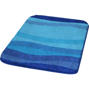 Kleine Wolke Badteppich Miami, 65x115 cm, himmelblau mit Streifen.