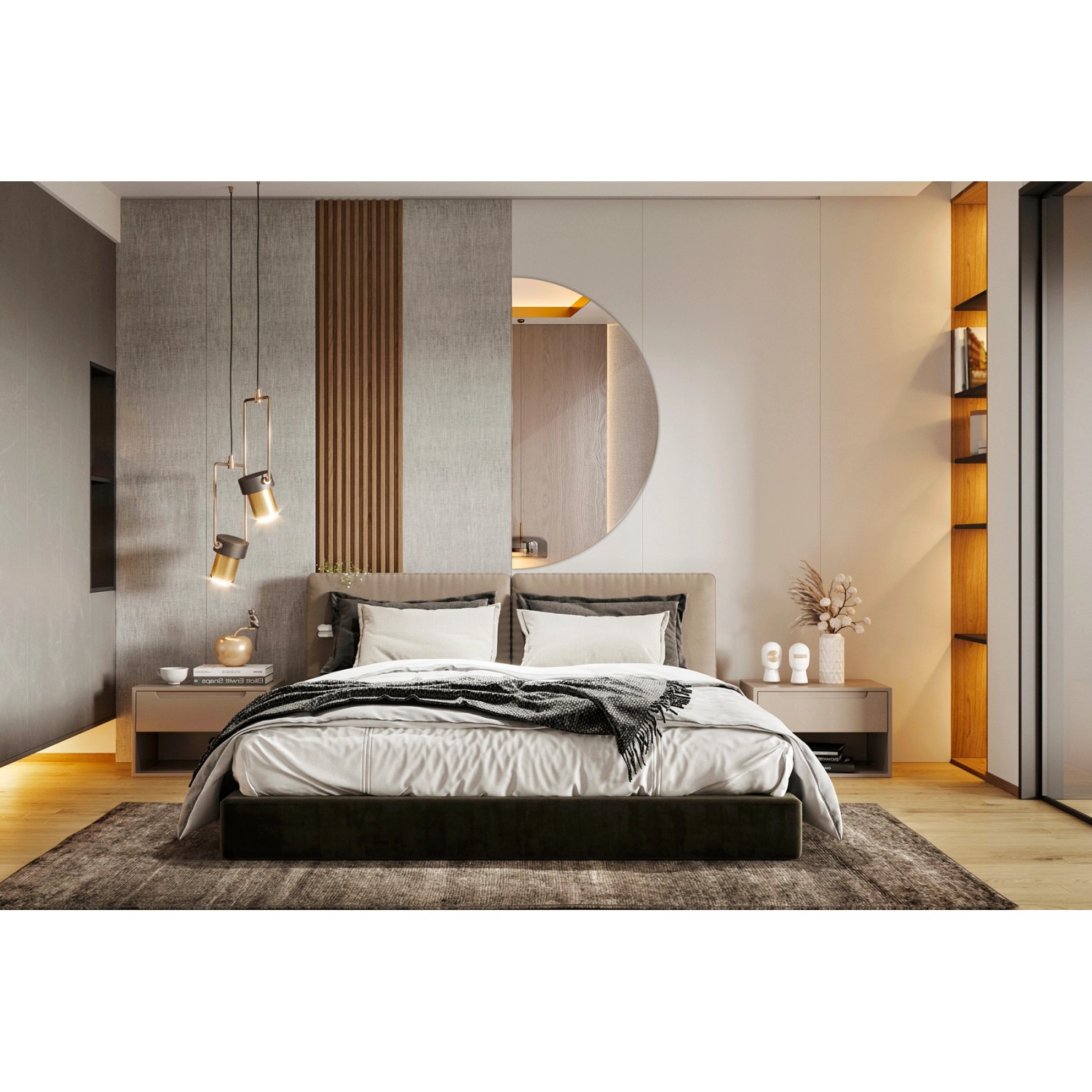 Tulup Spiegel Halbrunder Spiegel 40 cm x 80 cm Halbmondspiegel Badezimmerspiegel Halbkreisspiegel Design Wandspiegel_2