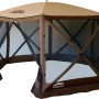 Faltpavillon ClapTop 600, 366x366 cm, beige/braun, mit Moskitonetz. Ideal für Camping und Festivals.